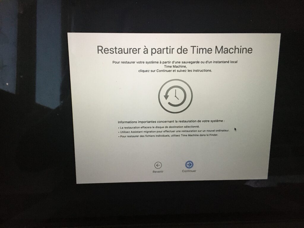 Restauration de sauvegarde MacOs